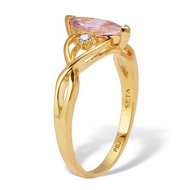 PalmBeach Jewelry Gold-plated Marquise Cut Simulated Birthstone Ring Sizes 5-10