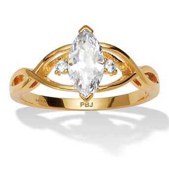 PalmBeach Jewelry Gold-plated Marquise Cut Simulated Birthstone Ring Sizes 5-10