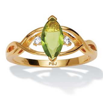 PalmBeach Jewelry Gold-plated Marquise Cut Simulated Birthstone Ring Sizes 5-10