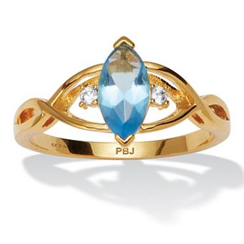 PalmBeach Jewelry Gold-plated Marquise Cut Simulated Birthstone Ring Sizes 5-10