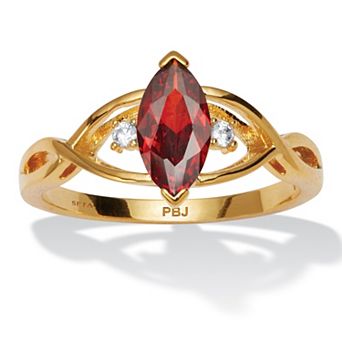PalmBeach Jewelry Gold-plated Marquise Cut Simulated Birthstone Ring Sizes 5-10