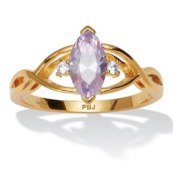 PalmBeach Jewelry Gold-plated Marquise Cut Simulated Birthstone Ring Sizes 5-10