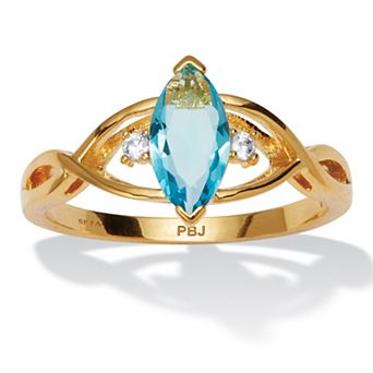 PalmBeach Jewelry Gold-plated Marquise Cut Simulated Birthstone Ring Sizes 5-10