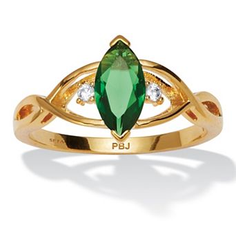 PalmBeach Jewelry Gold-plated Marquise Cut Simulated Birthstone Ring Sizes 5-10