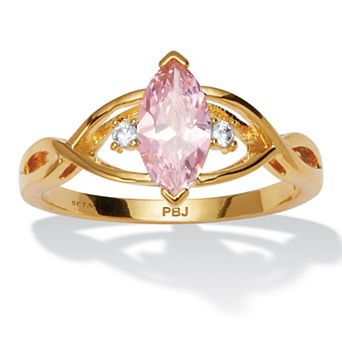 PalmBeach Jewelry Gold-plated Marquise Cut Simulated Birthstone Ring Sizes 5-10