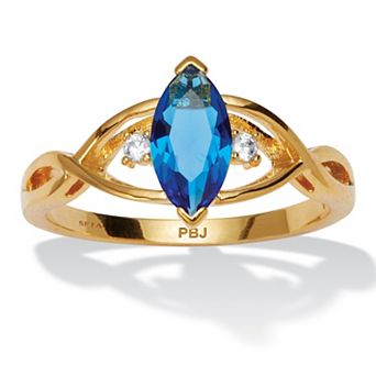 PalmBeach Jewelry Gold-plated Marquise Cut Simulated Birthstone Ring Sizes 5-10