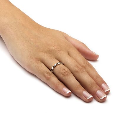 PalmBeach Jewelry Sterling Silver Round Simulated Birthstone Heart Eternity Ring Sizes 5-10