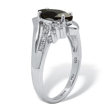 PalmBeach Jewelry .12 TCW Marquise Cut Onyx and CZ Ring