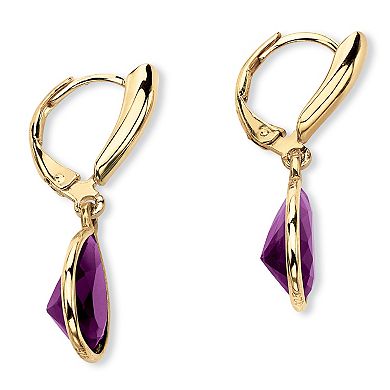 PalmBeach Jewelry Pear-Cut Simulated Birthstone Drop Earrings in 14k Gold-plated Sterling Silver