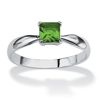 PalmBeach Jewelry Sterling Silver Princess Cut Simulated Birthstone Solitaire Ring Sizes 4-10