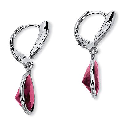 PalmBeach Jewelry Pear-Cut Simulated Birthstone Drop Earrings in Sterling Silver