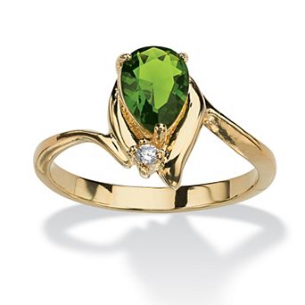 PalmBeach Jewelry Yellow Gold-plated Pear Cut Simulated Birthstone and Crystal Ring Sizes 5-10