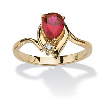 PalmBeach Jewelry Yellow Gold-plated Pear Cut Simulated Birthstone and Crystal Ring Sizes 5-10