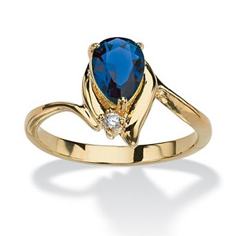 PalmBeach Jewelry Yellow Gold-plated Pear Cut Simulated Birthstone and Crystal Ring Sizes 5-10