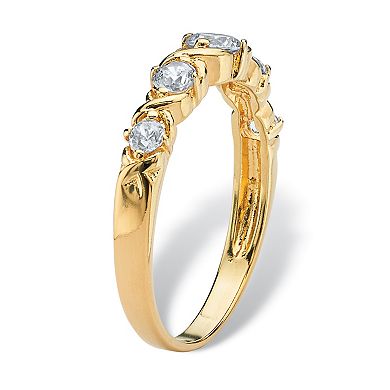 PalmBeach Jewelry Gold-plated Simulated Birthstone X O Ring Sizes 5-10