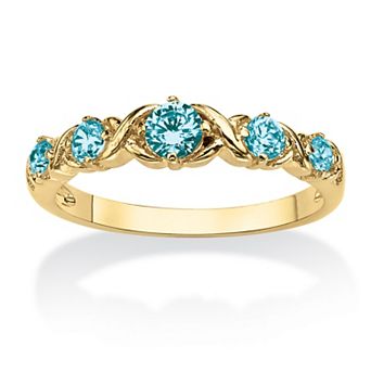 PalmBeach Jewelry Gold-plated Simulated Birthstone X O Ring Sizes 5-10