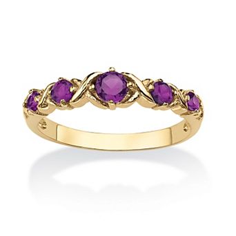 PalmBeach Jewelry Gold-plated Simulated Birthstone X O Ring Sizes 5-10