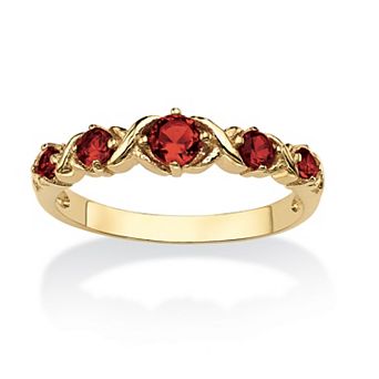 PalmBeach Jewelry Gold-plated Simulated Birthstone X O Ring Sizes 5-10