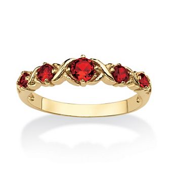 PalmBeach Jewelry Gold-plated Simulated Birthstone X O Ring Sizes 5-10