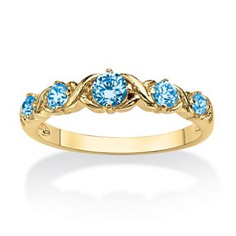 PalmBeach Jewelry Gold-plated Simulated Birthstone X O Ring Sizes 5-10
