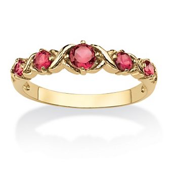 PalmBeach Jewelry Gold-plated Simulated Birthstone X O Ring Sizes 5-10