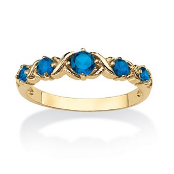 PalmBeach Jewelry Gold-plated Simulated Birthstone X O Ring Sizes 5-10