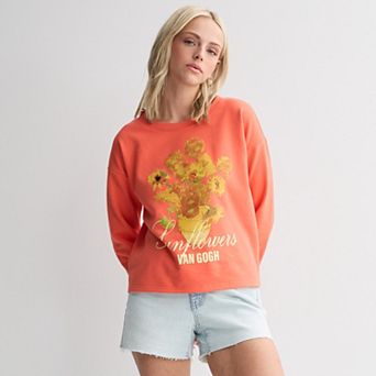 Juniors' Long Sleeve Cropped Sweatshirt