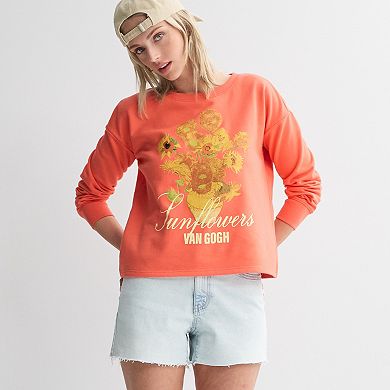 Juniors' Long Sleeve Cropped Sweatshirt