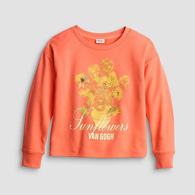 Juniors' Long Sleeve Cropped Sweatshirt