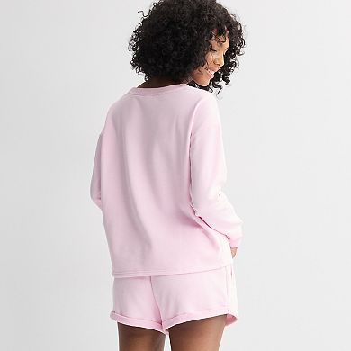 Juniors' Long Sleeve Cropped Sweatshirt