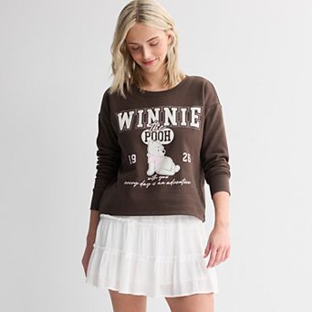 Juniors' Long Sleeve Cropped Sweatshirt