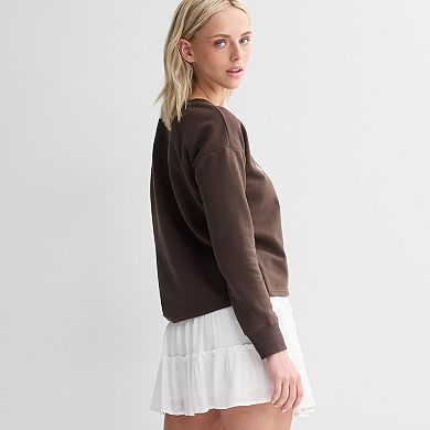 Juniors' Long Sleeve Cropped Sweatshirt