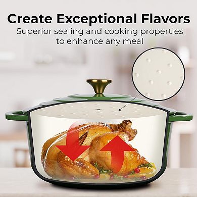 Zulay Kitchen 5 Quart Enameled Cast Iron Dutch Oven Pot with Lid Premium Durability & Oven Safe