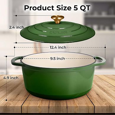 Zulay Kitchen 5 Quart Enameled Cast Iron Dutch Oven Pot with Lid Premium Durability & Oven Safe