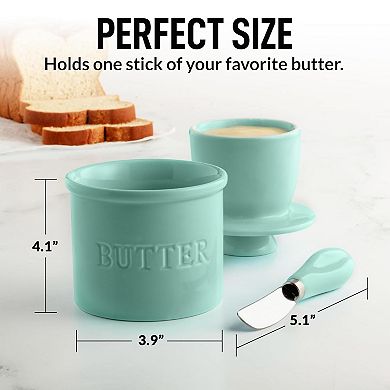 Zulay Kitchen Porcelain Butter Crock With Lid & Knife