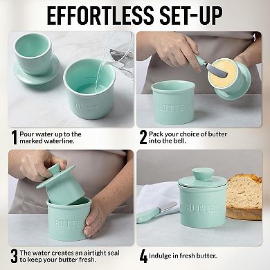 Zulay Kitchen Porcelain Butter Crock With Lid & Knife