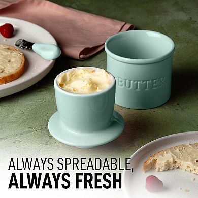 Zulay Kitchen Porcelain Butter Crock With Lid & Knife