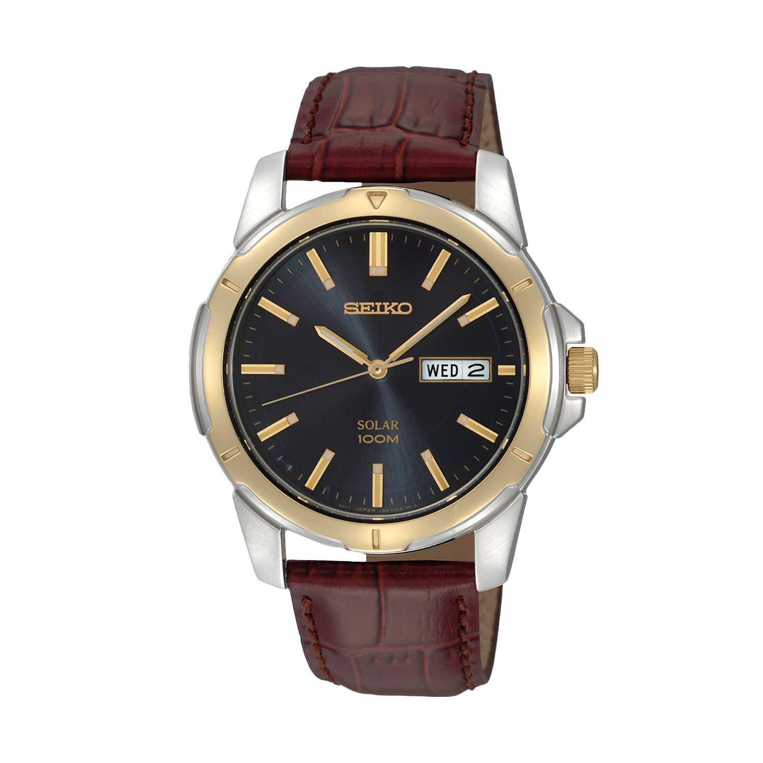 Seiko Men's Leather Strap Solar Watch 