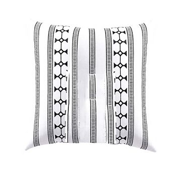 Jim Euro Sham with Black and White Clipped Jacquard Stripe, 26 x 26