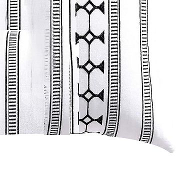 Jim Euro Sham with Black and White Clipped Jacquard Stripe, 26 x 26
