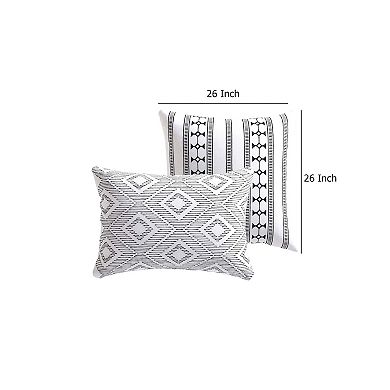 Jim Euro Sham with Black and White Clipped Jacquard Stripe, 26 x 26