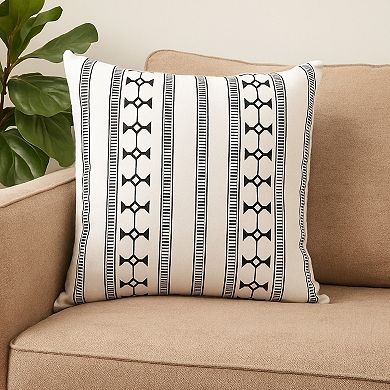 Jim Euro Sham with Black and White Clipped Jacquard Stripe, 26 x 26