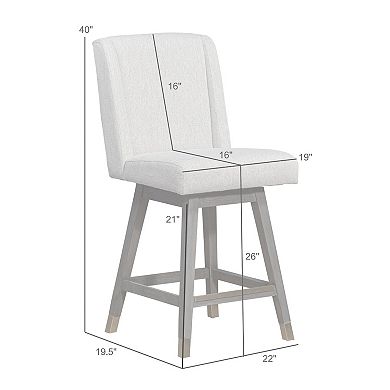 Tynn Swivel Counter Stool Chair, Wingback, Rubberwood