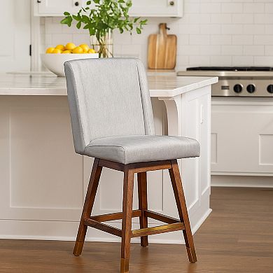 Tynn Swivel Counter Stool Chair, Wingback, Rubberwood