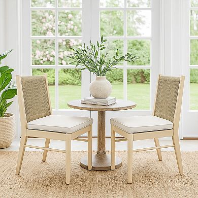 Orry Dining Side Chair Set of 2, Roped Back, Acacia Wood