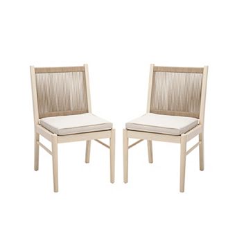 Orry Dining Side Chair Set of 2, Roped Back, Acacia Wood