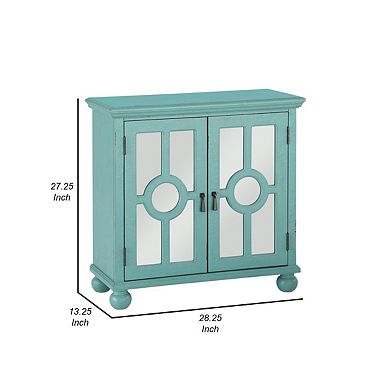 Anik Accent Cabinet, 2 Mirror Inlaid Glass Door, Wood