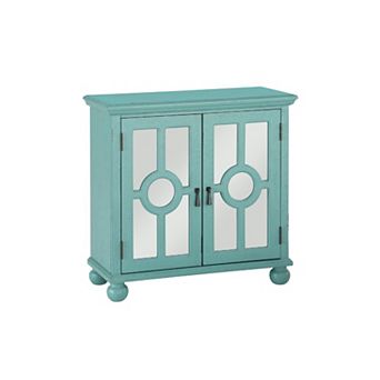 Anik Accent Cabinet, 2 Mirror Inlaid Glass Door, Wood