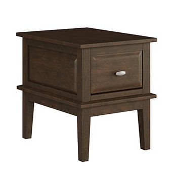 Minal End Table with 1 Drawer, Brown Cherry Birch Wood 24 Inch