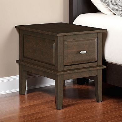 Minal End Table with 1 Drawer, Brown Cherry Birch Wood 24 Inch